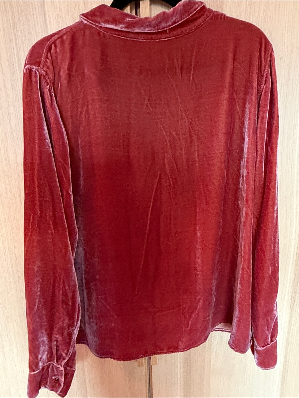 cut loose rust velvet button-down shirt - Picture 6 of 13